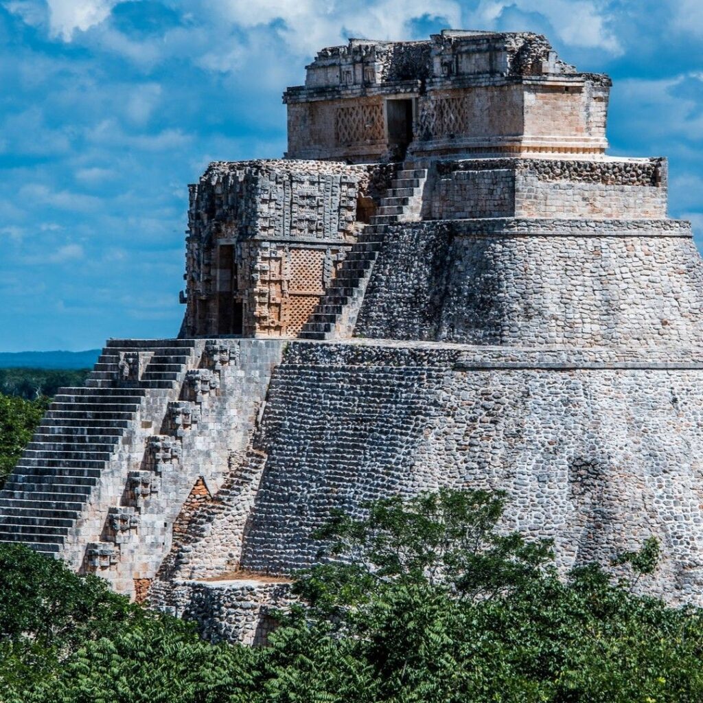 Uxmal, large pyramid. The serpent that moves around the soltice